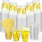 100 Pack Plastic Disposable Cups with Lids and Straws 12 oz Disposable Cups for Juice Water Coffee Summer Party Sports Party Supplies